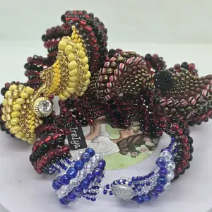 Treljio Pulsera for Orisha Elegua Combined with Oshun Yemaya and Oya Beaded Bracelet in Colorful Beads