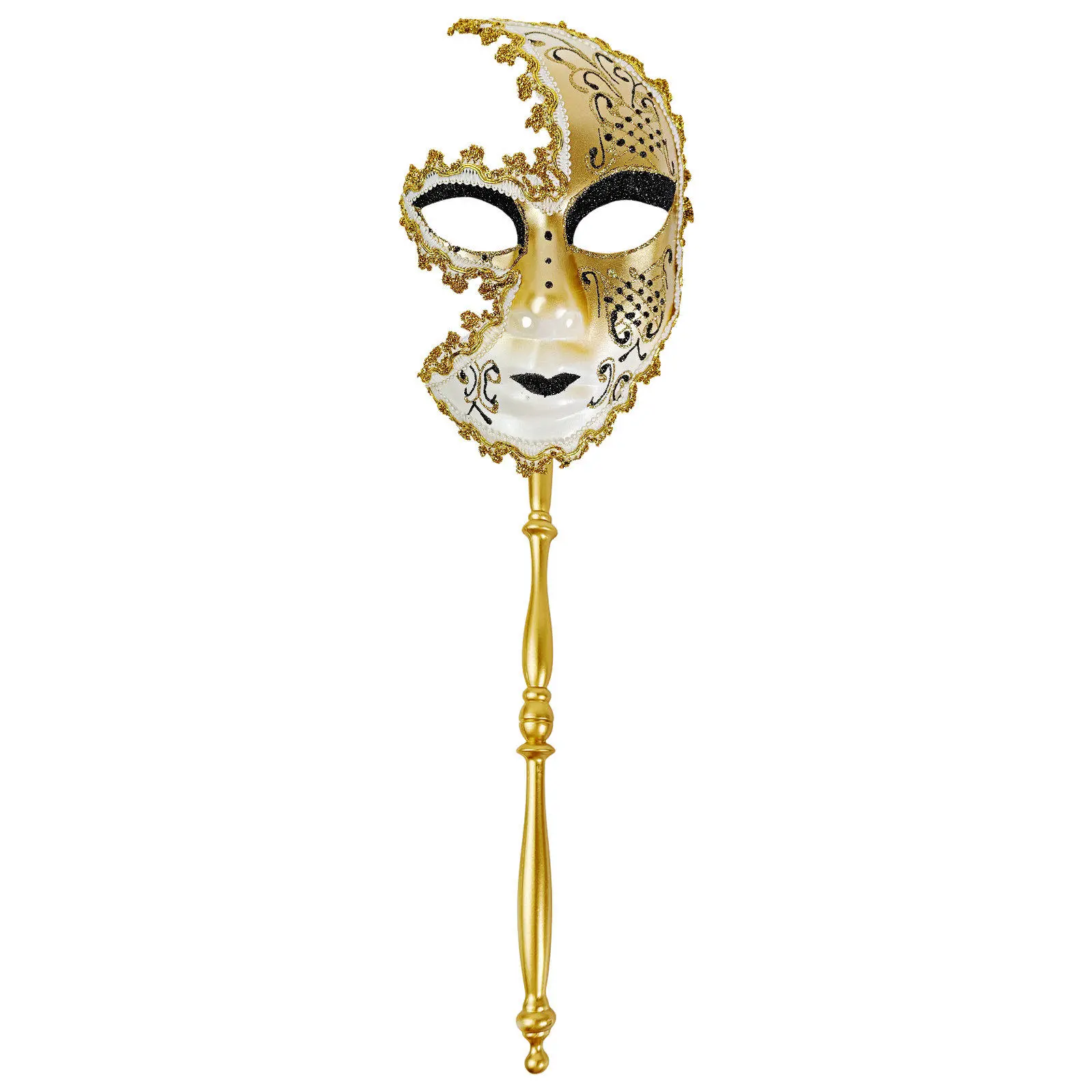 OIDEA Retro Venetian Full-Face Lightweight Masquerade Mask - Adjustable, Comfortable Handheld Unisex Costume Mask with Stick, Festive Party Accessory for Halloween, Mardi Gras, Ideal Gift