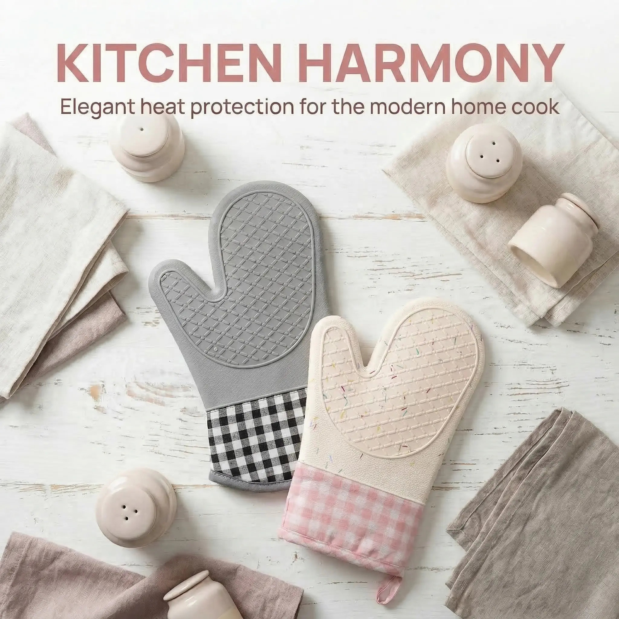 High-Grade Thickened 125g Silicone Insulated Heat-Resistant Gloves, Non-Slip, Up to 300°C, Suitable for Grilling, Baking, Kitchen Use, Essential Cooking Accessory, Bakeware Oven Mitts