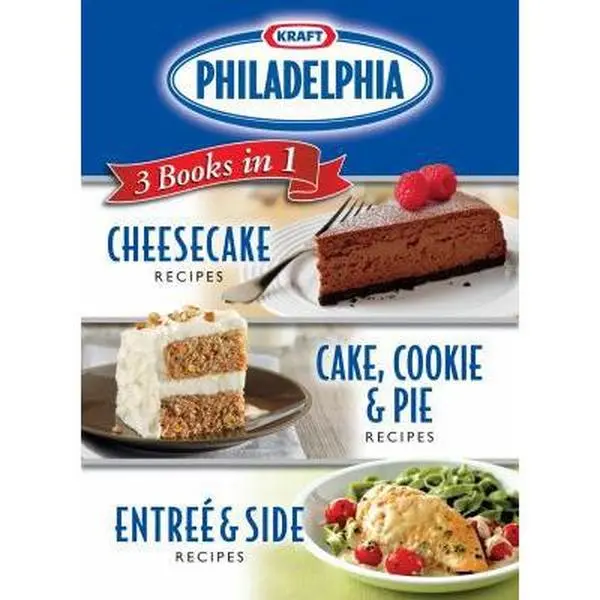 USED Book - Kraft Philadelphia Cream Cheese 3 Books in 1: Cheesecake Recipes/ Cake, Cookie & Pie Recipes/ Entree & Side Recipes by Publications International Ltd. (Plastic Comb) - english