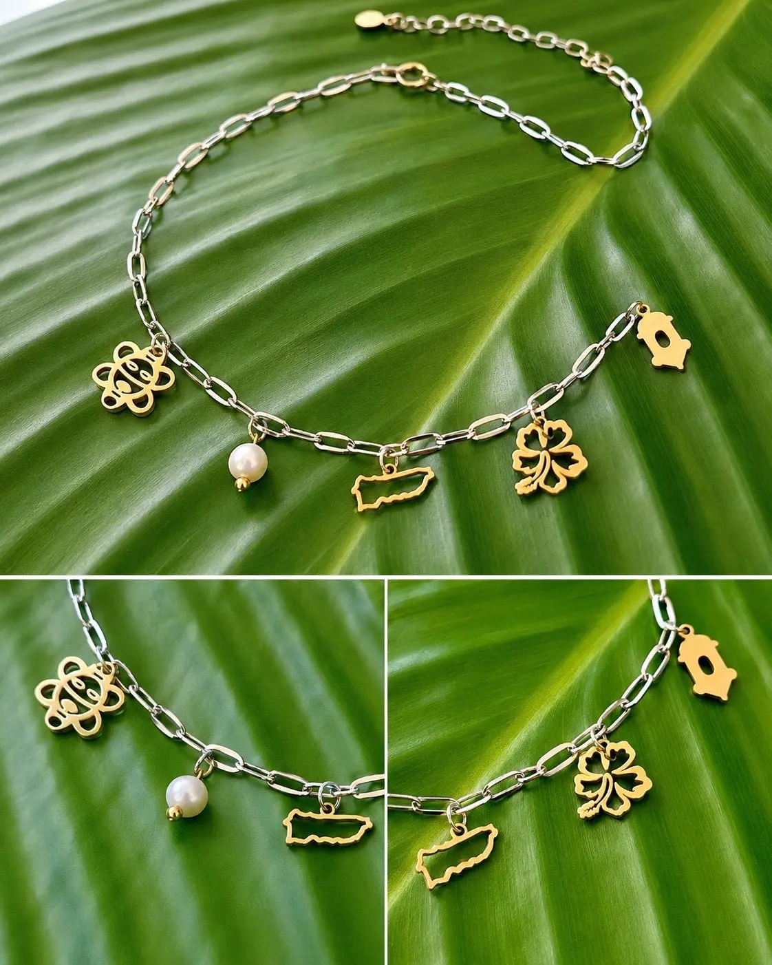 Two Tone Puerto Rico Charm Necklace with Elegant Design and Unique Color Combination