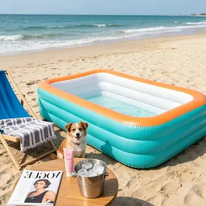 Portable Inflatable Pool, 2.6m/102 Inches, 3-Layer Outdoor Camping Swim Pool, Thickened Space-Saving Storage, Summer Essential