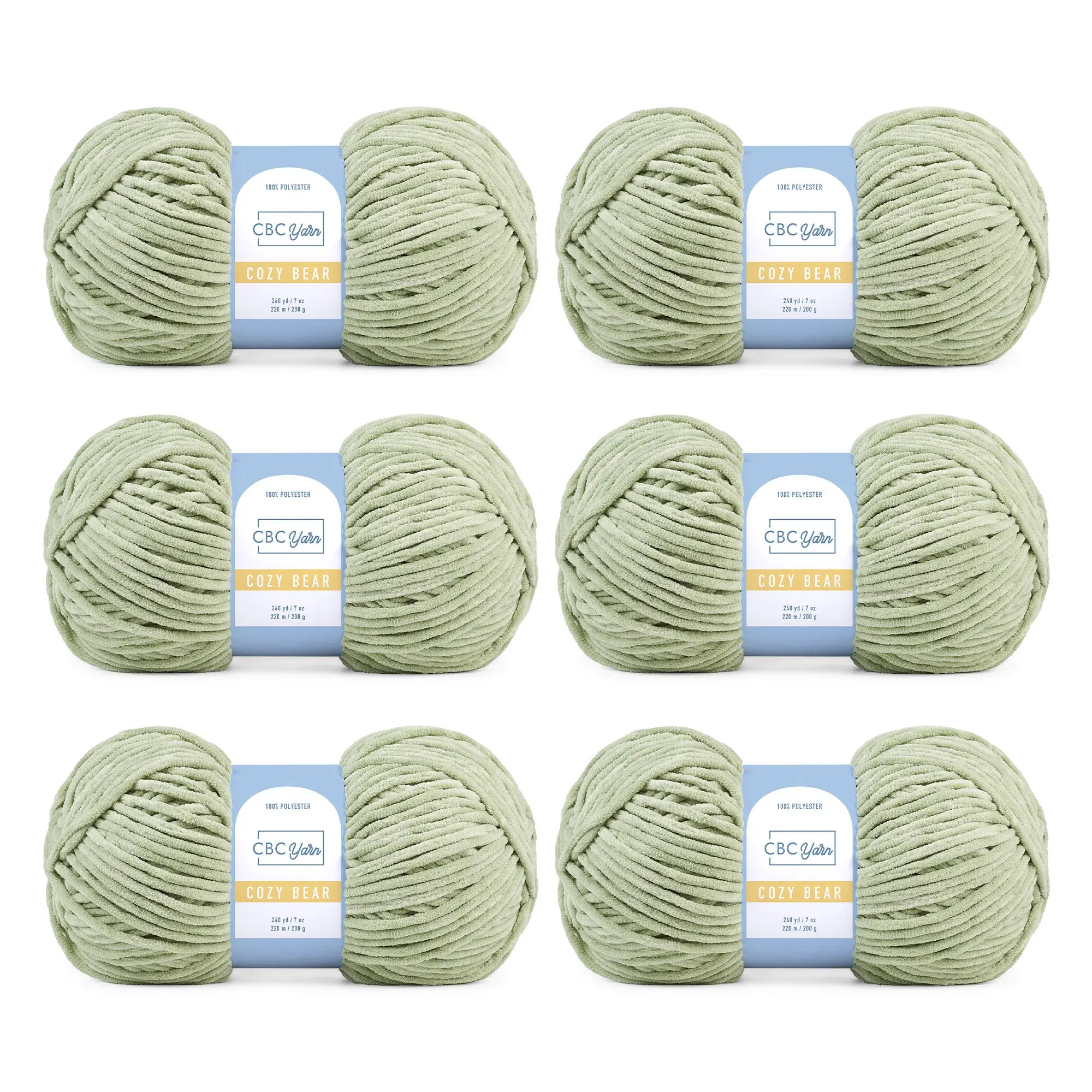Cozy Bear Chenille Yarn – Bulky Weight 5, Soft for Amigurumi, Knitting & Crochet, 7 oz / 240 yds per Skein | CBC