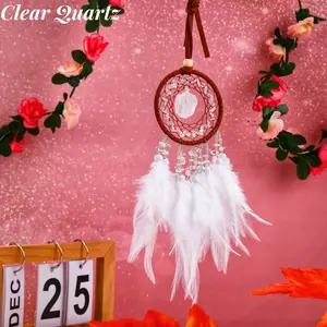 [Magic Crystal] Crystal Dream Catcher, Feather, Handmade, Chakra, Raw Crystal, 2025, Gift, Giftideas, Luxury, Energy, Yoga, Local Shipment,  Decoration Hanging Eye, Nature Ornaments Room Hangable, HalloweenGift