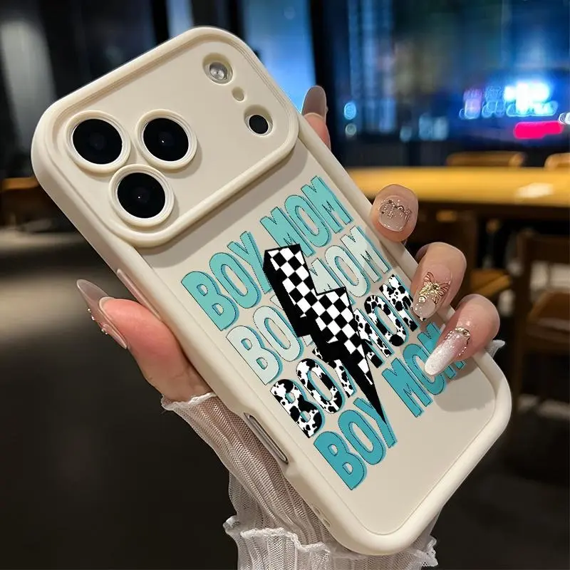 Silicone TPU Cellphone Case - 1.2mm Thick, Boy Mom Vibe Pattern, Soft Touch, Lens Protection, Rugged Durable, Fits Various iPhones 11-17 Pro, ProMax, Air, Plus, Girls' Vibe Mobile Phone Accessory, Smartphone, Handheld, Devices