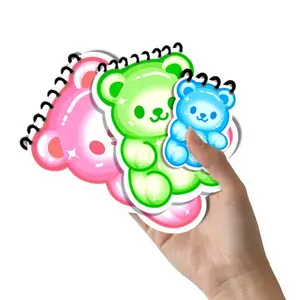 3 Notebooks Bundle, Cute Gummy Bear Shaped Notebooks, 3 Quantity,  1 L Pink, 1 M Green, 1 S Blue, Handmade, for Note Taking, Lined Spiral Notebooks