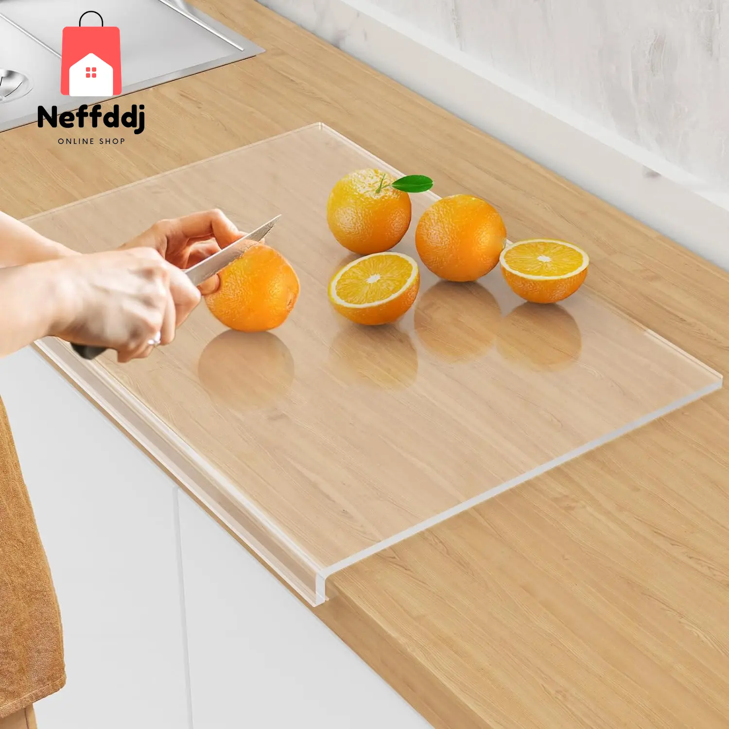 Acrylic Cutting Board with Counter Lip,17.5"X13.5" Clear Cutting Board for Kitchen Countertop,Non-Slip,60% Thicker,Perfect for Bread,Meat,Veggies & More,Great Kitchen Essential Gadgets & Decor No Brand