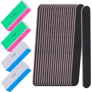 24 Pcs Nail File and Buffer Set, 4pcs 4 Way Nail Shine Buffers Blocks & 20pcs 100/180 Grit Nail Files Emery Boards Professional Manicure Pedicure Tool