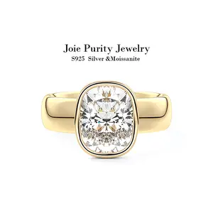 2CT Cushion Cut Moissanite Women's Fashion Wedding Ring, S925 Silver, Hypoallergenic & Tarnish-Free Luxury Jewelry with Premium Gift Box, Perfect Gift for Her