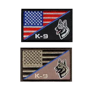 K-9 USA American Flag Thin Blue Line Police Swat Hook Patch (Bundle-PK2-PK3)