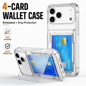 2-in-1 Clear Wallet Phone Case for iPhone 17/16 Pro Max, Transparent Flip Cover with Card Holder uk