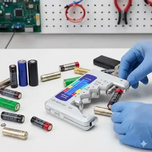 Portable Battery Tester, Handheld Digital Battery Capacity Checker, Performance Analyzer for AA AAA C D 9V & Button Batteries, Intelligent Battery Life Measurement Device, Voltage Tester