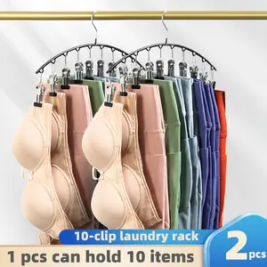 2-Piece Pants Hanger Set with 10 Clips, Space-Saving for Tight Jeans/denim/hats, Ideal for Bedroom, Bathroom, Closet, Home, Dorm, Travel, Pant Hangers
