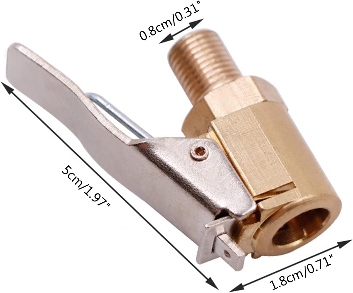 Car Tire Air Chuck Inflator Connector Dual Clip-on Adapter, 2 Pack Brass 8mm Tyre Wheel Inflatable Tool