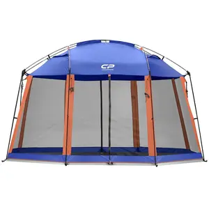 CAMPROS CP Screen House 13 x 13 Ft Screened Mesh Net Wall Canopy Tent Screen Shelter Gazebos for Patios Outdoor Camping Activities - Blue