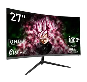 27-Inch QHD 2K(2560 x 1440) Slightly Curved Gaming Monitor 165Hz 1ms Fast IPS Computer Monitor, DP/HDMI,VESA Mount, 120% sRGB HDR Eye Care Metal Stand