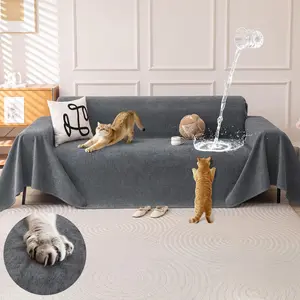 Waterproof Couch Covers for Pets, Couch Protector from Cat Claws, Washable Sofa Covers for 2-3 Cushion Couch, Sectional L Slipcover Loveseat Furniture Protector for Dogs, 71"x118", Dark Grey
