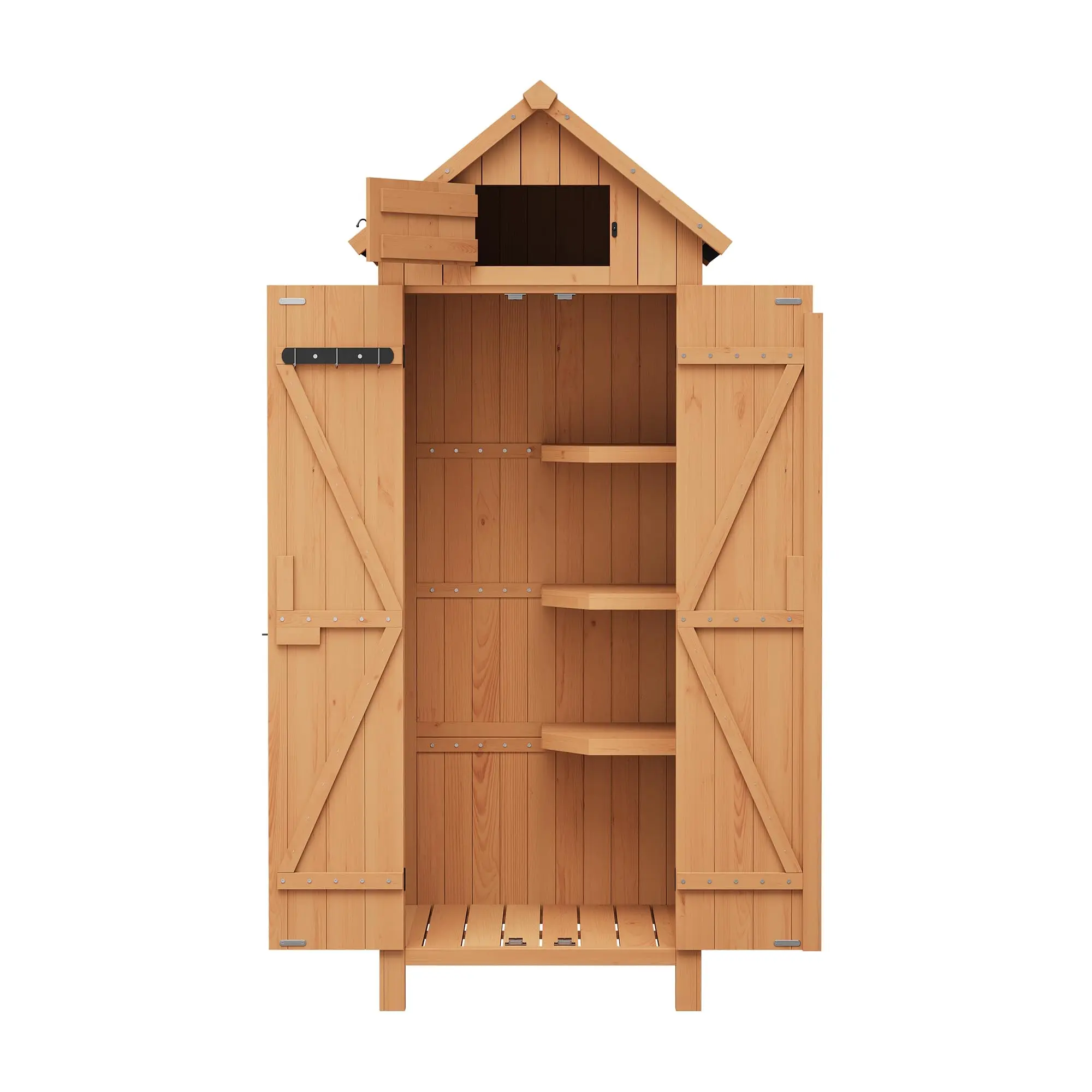 Garvee 70in Tall Outdoor Storage Shed, Waterproof Wooden Garden Tool Shed with 4 Shelves and Lockable Doors, Vertical Outdoor Storage Cabinet for Patio Yard Lawn