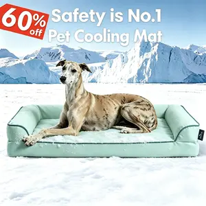 [father's day gift ideas] Blunique Pets Cooling Dog Sofa & Mat Q-MAX 0.4 Gel-Free Electricity-Free Non-Slip Waterproof Egg-Crate Foam Support Bed Removable Washable Cover Portable for Home Truck Outdoor Use for Dogs Cats tiktokshopspringglowup summervibes