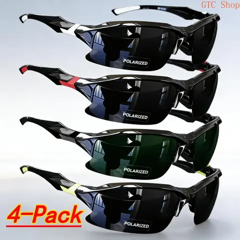 Polarized Sports Sunglasses 4-Pack - Windproof, Lightweight UV Protected Shades, Anti-Glare Polarized Lenses for Running, Fishing & Golf, Unisex Outdoor Eyewear with Durable Frames for Driving