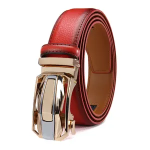 Men’s leather automatic ratchet belt with a rose gold–tone sports car–style adjustable buckle; a tough, stylish belt for work and weekends—an awesome gift for Valentine’s Day and Father’s Day.