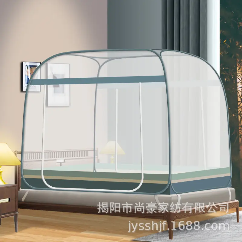 Striped green double door with fabric ed