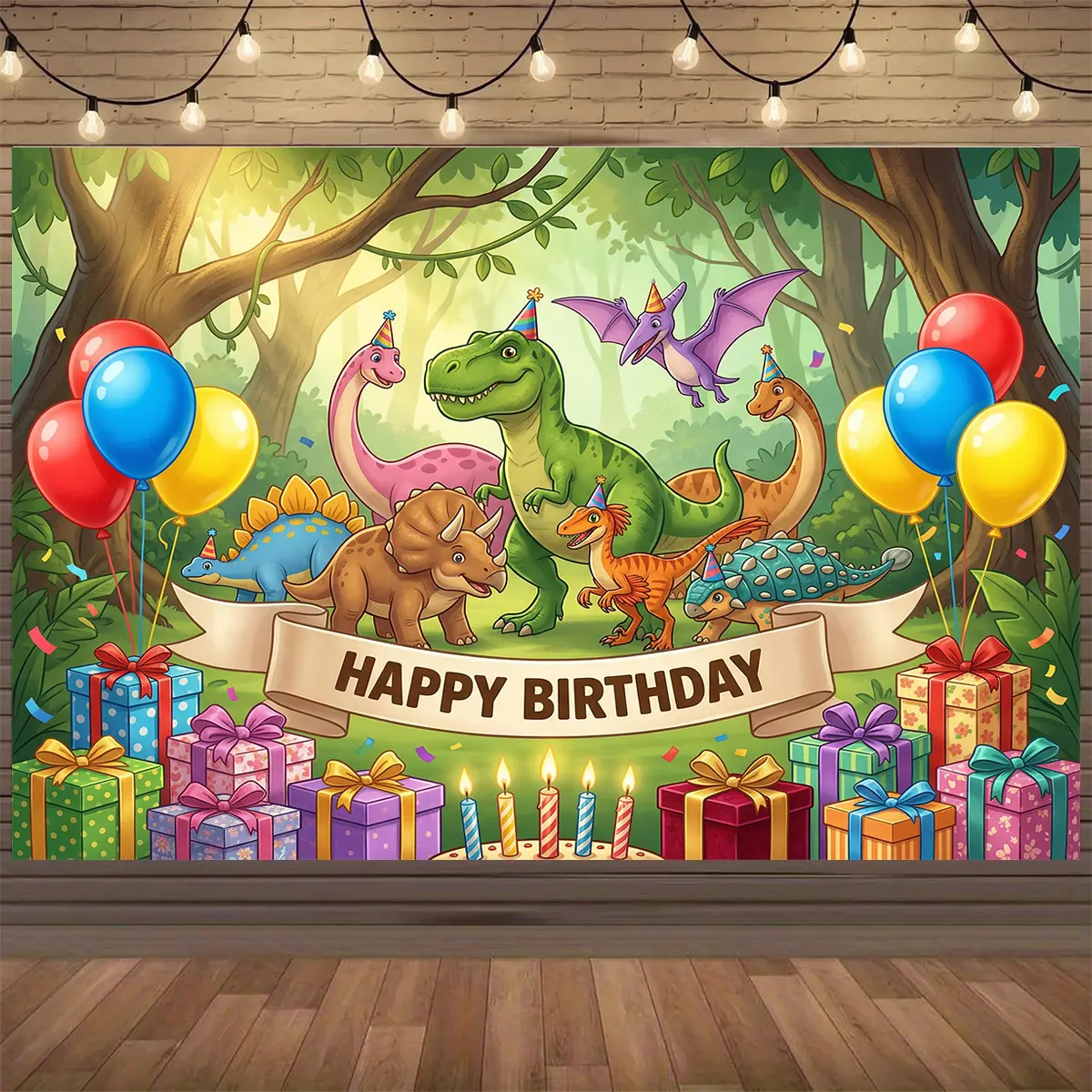 1pc of Party Banner, Featuring a Dinosaur Theme for Birthday Celebrations. This Polyester Decoration Serves As a Backdrop for Photos, Suitable for Home, Room, And Wall Decoration, As Well As Party Supplies And Gifts