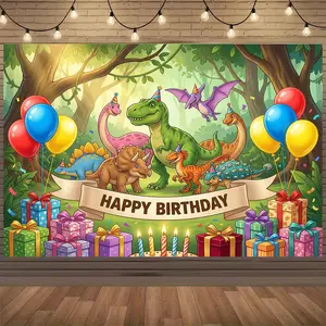 1pc of Party Banner, Featuring a Dinosaur Theme for Birthday Celebrations. This Polyester Decoration Serves As a Backdrop for Photos, Suitable for Home, Room, And Wall Decoration, As Well As Party Supplies And Gifts