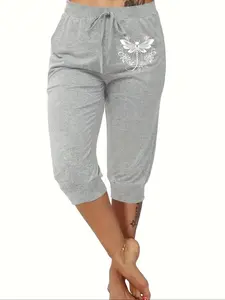 Lightweight Breathable Knit Women's Harem Pants, Loose Casual Elastic Waist Mid-Thigh, Suitable for Yoga & Exercise, Perfect for Any Occasion