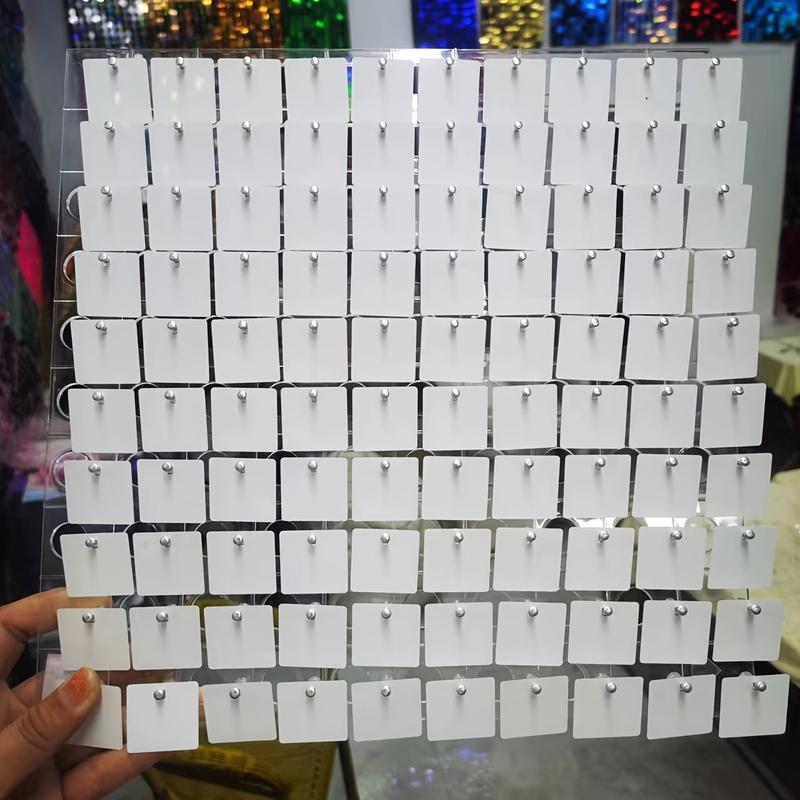 4x6 feet white reflective wall background with 24 pieces of white sequin background decorative panels, suitable for birthdays, New Year's, Christmas, anniversaries, weddings, Valentine's Day, Easter decoration banners, party supplies