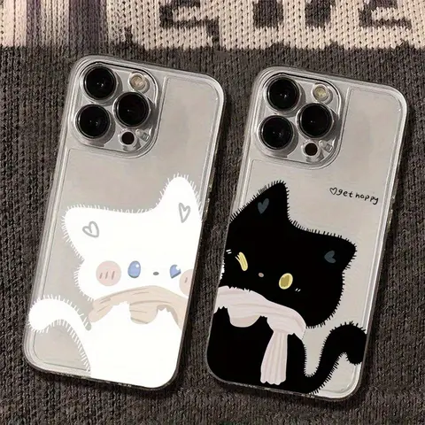 Cat Couple/BFF Design Phone Case Set, for iPhone 18ProMax/17 Air/16 Plus/15 Pro Max/14 Pro/13/12/11 and other Mobile Phone Cases/Full Protection Shockproof Phone Case/Suitable as a Gift for Family or Friends/TMTKK44