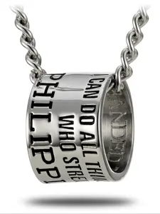 Shields of Strength Men's Stainless Steel Duck Band Necklace | Philippians 4:13