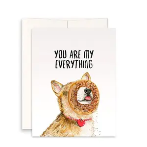 You Are My Everything Bagel - Funny Valentines Day Cards For Boyfriend - Corgi Funny Anniversary Card For Husband Wife - Dog Lover Gifts