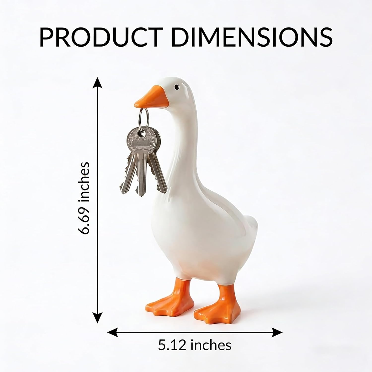 Magnetic Goose Key Holder 7x5 inches Kawaii Home Decor for Bedroom Office Table Desk Aesthetic Funny Housewarming Gift for Women Men Handcrafted Vivid Art Decor
