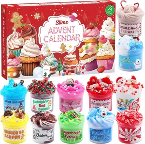 [Funewest] 2026 Slime Advent Calendar, Christmas 24-Day Countdown Calendar with Different Texture Fluffy Slime Kit, Playful Toy for Kids (Ages 4-12)