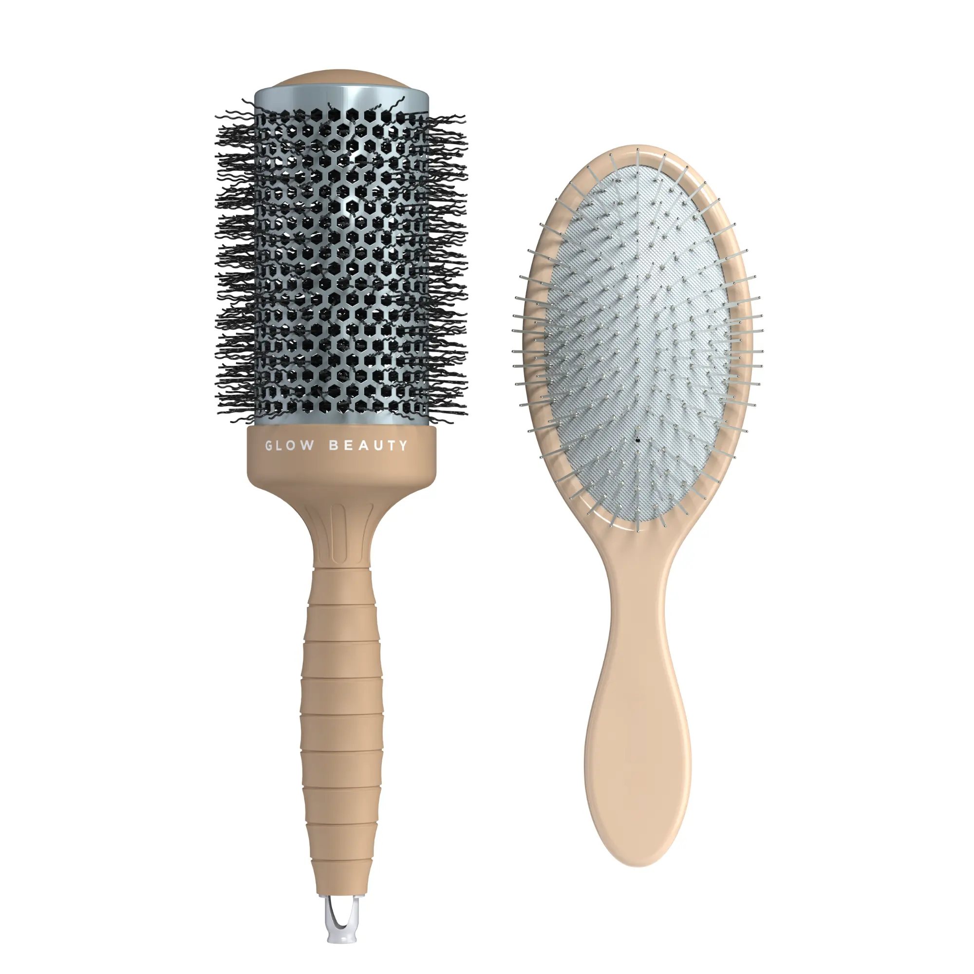 Hair Styling Duo, 2 Piece Set with Soft Bristle Detangling Brush and Vented Nylon Round Brush for Salon-Style Blowouts, Nylon Hair Brush