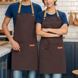 2-Pack Chef Apron, Adjustable Kitchen Café Work Apron, 2 Pockets, Unisex, Cooking Baking Restaurant Apron, All Seasons, Minimalist Style