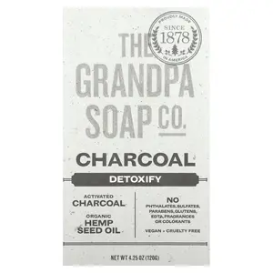 The Grandpa Soap Co. Face & Body Bar Soap,  Charcoal, 4.25 oz (120 g)