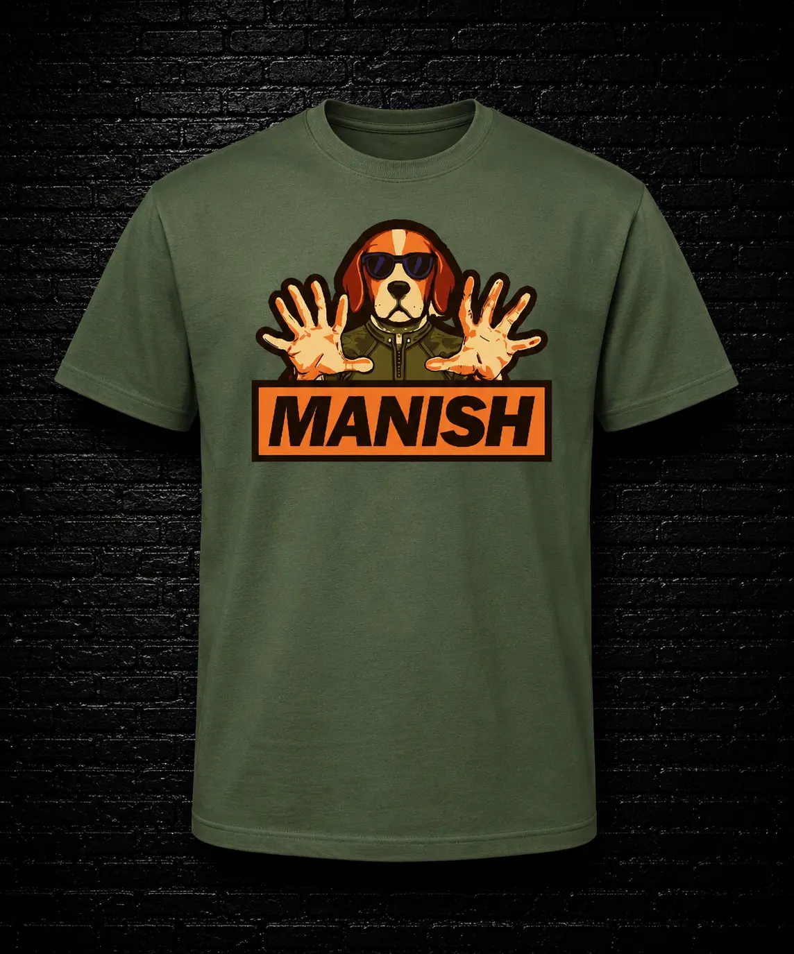 Dogman Outdoors Gilden Unisex Cut Short Sleeve Graphic Tee with Manish Logo - Mens Tops, Menswear