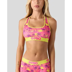 PSD Womens Barbie Palms Racerback Sports Bra - Comfortable, Breathable, Ultra-light Fabric