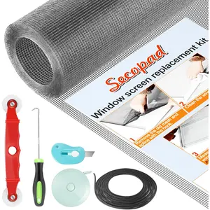 Window Screen Door Repair Kit, 59" x 159" Screen Door Mesh Replacement Kit, Durable Fiberglass Mesh Roll with Tools for Windows Doors Patio and Porch Replacement, Grey
