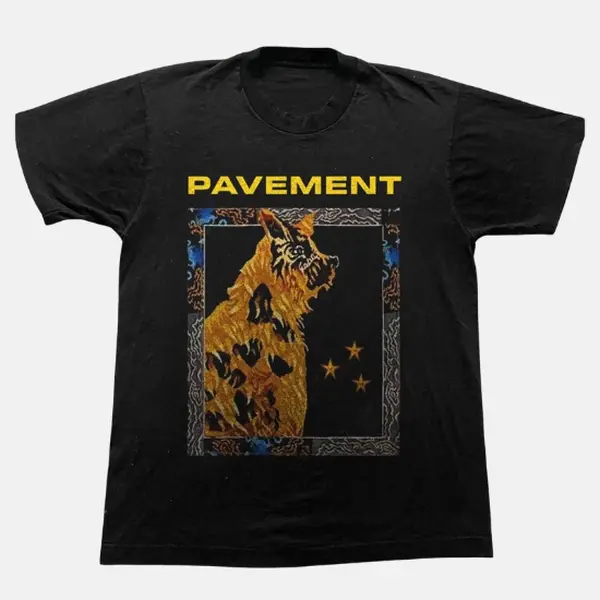 Rare Pavement Band Tour Concert 2022 Unisex Black Cotton T-shirt, Vintage Band Tee, Music Rock, Gifts Shirt, Unisex Fitted Cotton Menswear Womenswear