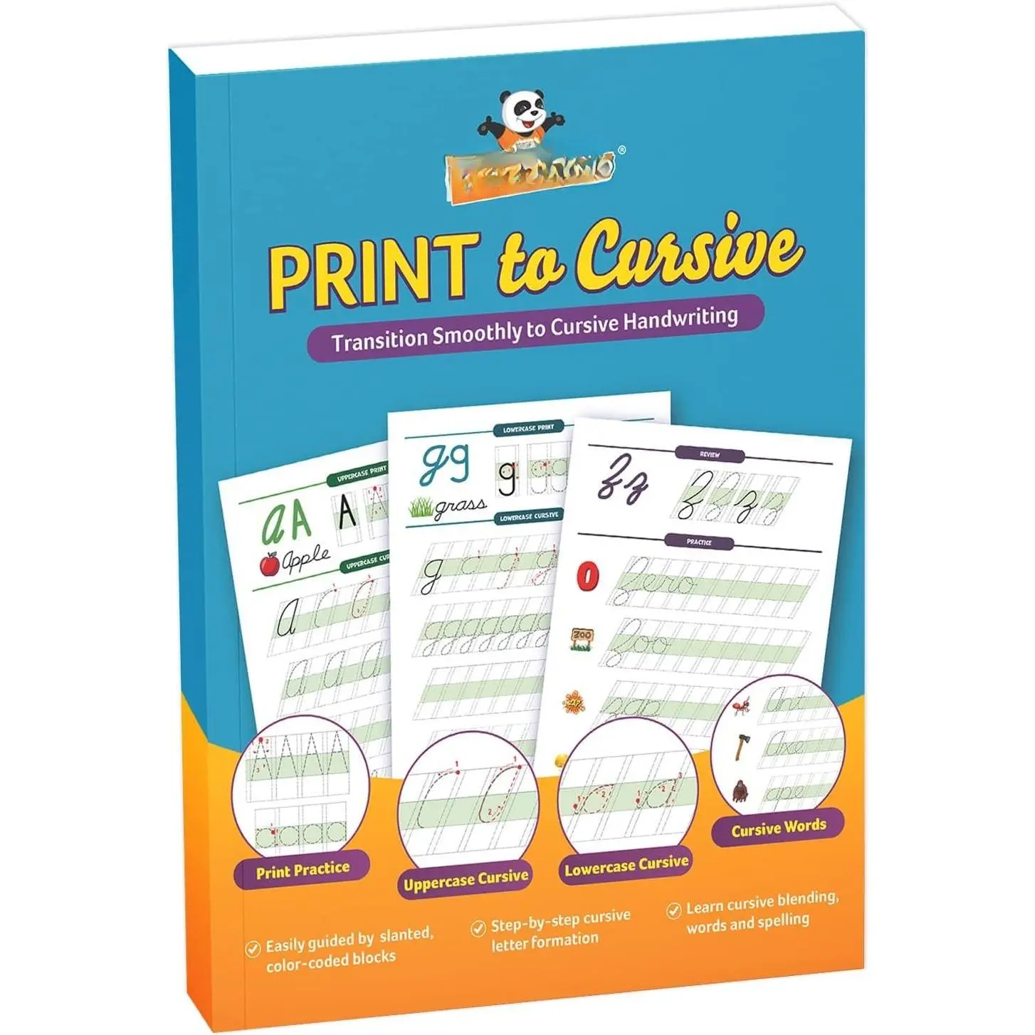 Print and Cursive Handwriting Workbook, Step-By-Step Uppercase & Lowercase Cursive Tracing Practice for   Ages, Color-Coded, Easy to Follow Worksheets