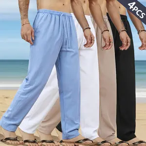 Men’s casual loose-fit straight-leg pants with a drawstring waist, solid color, breathable and stylish—ideal for indoor gatherings, outdoor activities, and golf | Suitable for all seasons | Simple design