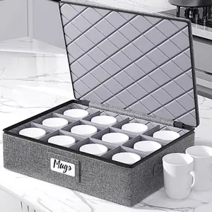 Coffee Cup Mug Bowl Storage Box, Foldable Teacup Dustproof Storage Box, Kitchen Storage Organizer
