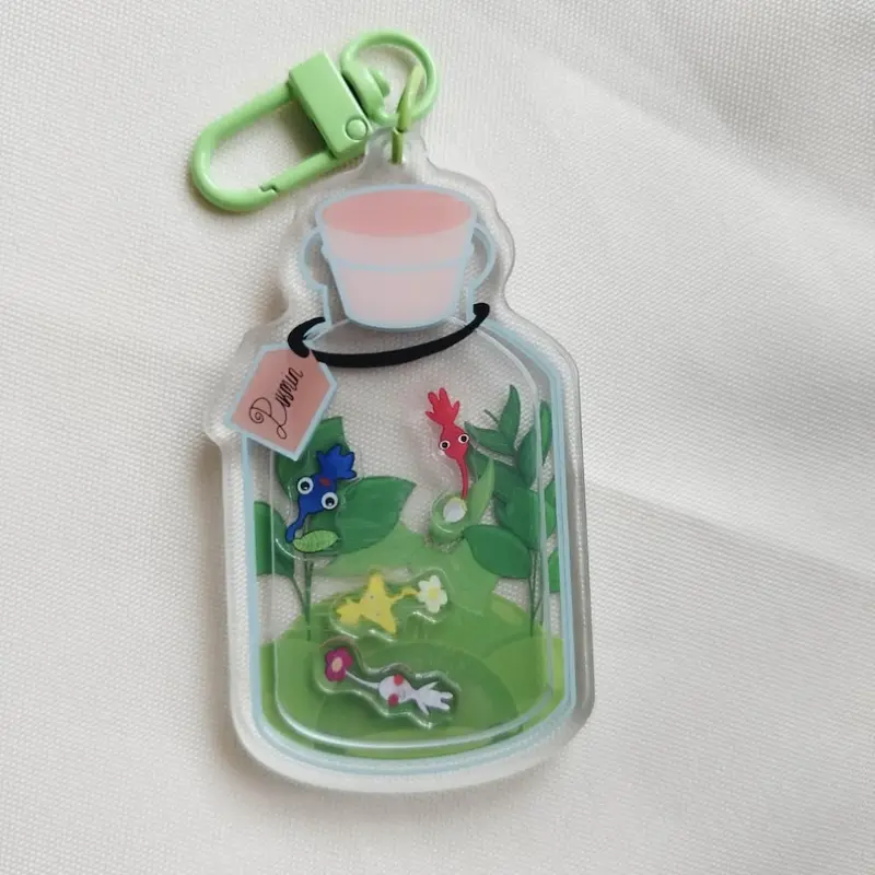 Pikmin acrylic shaker keychain, double-sided charm, anime game accessory
