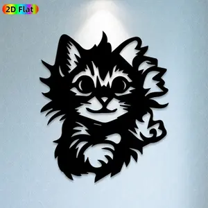1pc Cute Cat Metal Wall Art, Adorable Cat Statue Mural, Ideal Gift for Christmas, Easter, Cat Decor Enthusiasts,  Perfect for Home Wall & Garden Fence, Unique Pet Lovers’ Decor That Adds Whimsy to Any Space