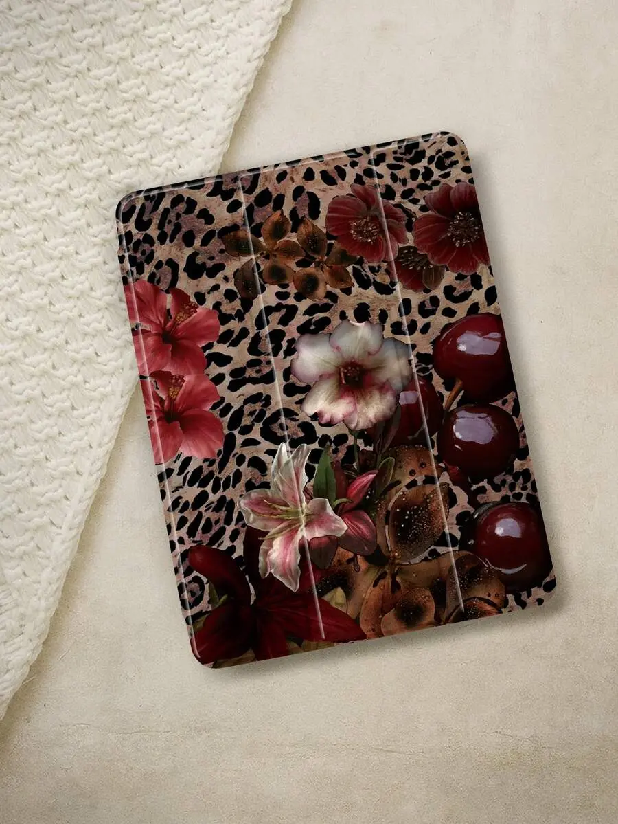 Leopard Floral Pattern Flat Protective Case, iPad/Tablet Case