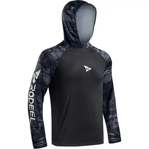 RODEEL 907 Sun Hoodie Shirts Men UPF 50+ UV Protection Long Sleeve Lightweight Quick Dry Moisture Wicking Breathable Cooling Athletic Activewear for Outdoor Sport Gym Workout Fishing Hiking Biking Construction Roofing Gardening, Holiday Gift