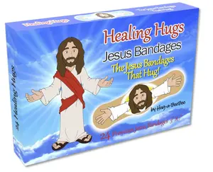 Healing Hugs Jesus Bandages - Premium Adhesive Hugging Jesus Bandages from Hug-a-BooBoo, The Jesus Bandages That Actually Hug! Great Christmas Stocking Stuffer! 24 Count Box